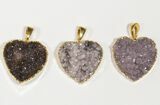 Lot: Druzy Amethyst Heart Pendants - Pieces #84076-2